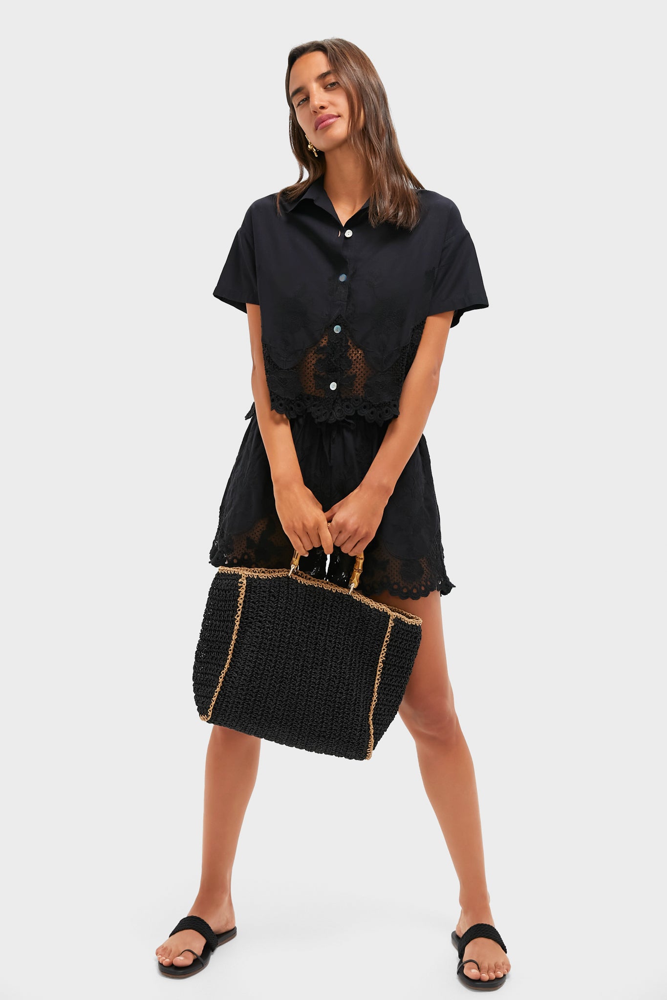 Black Natural Zarina Satchel