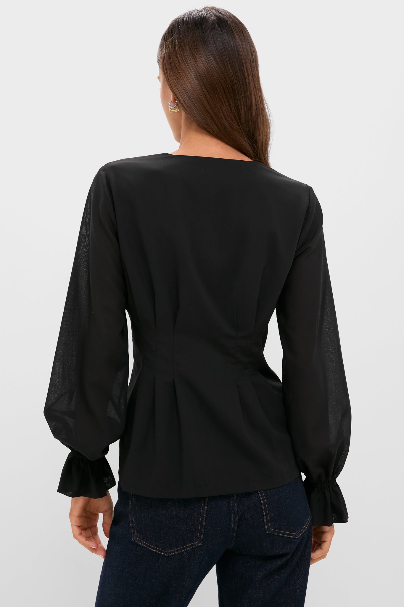 Black Wool Chiffon Madison Blouse