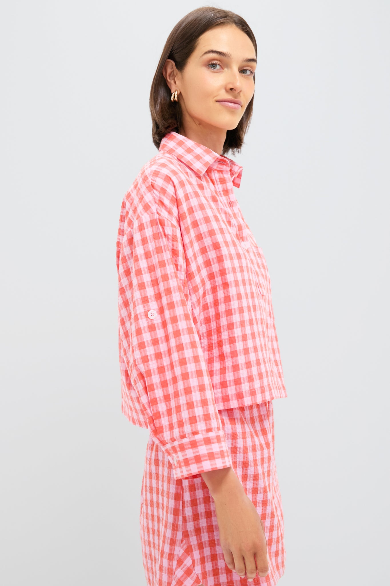 Orange and Pink Seersucker Augustus Shirt