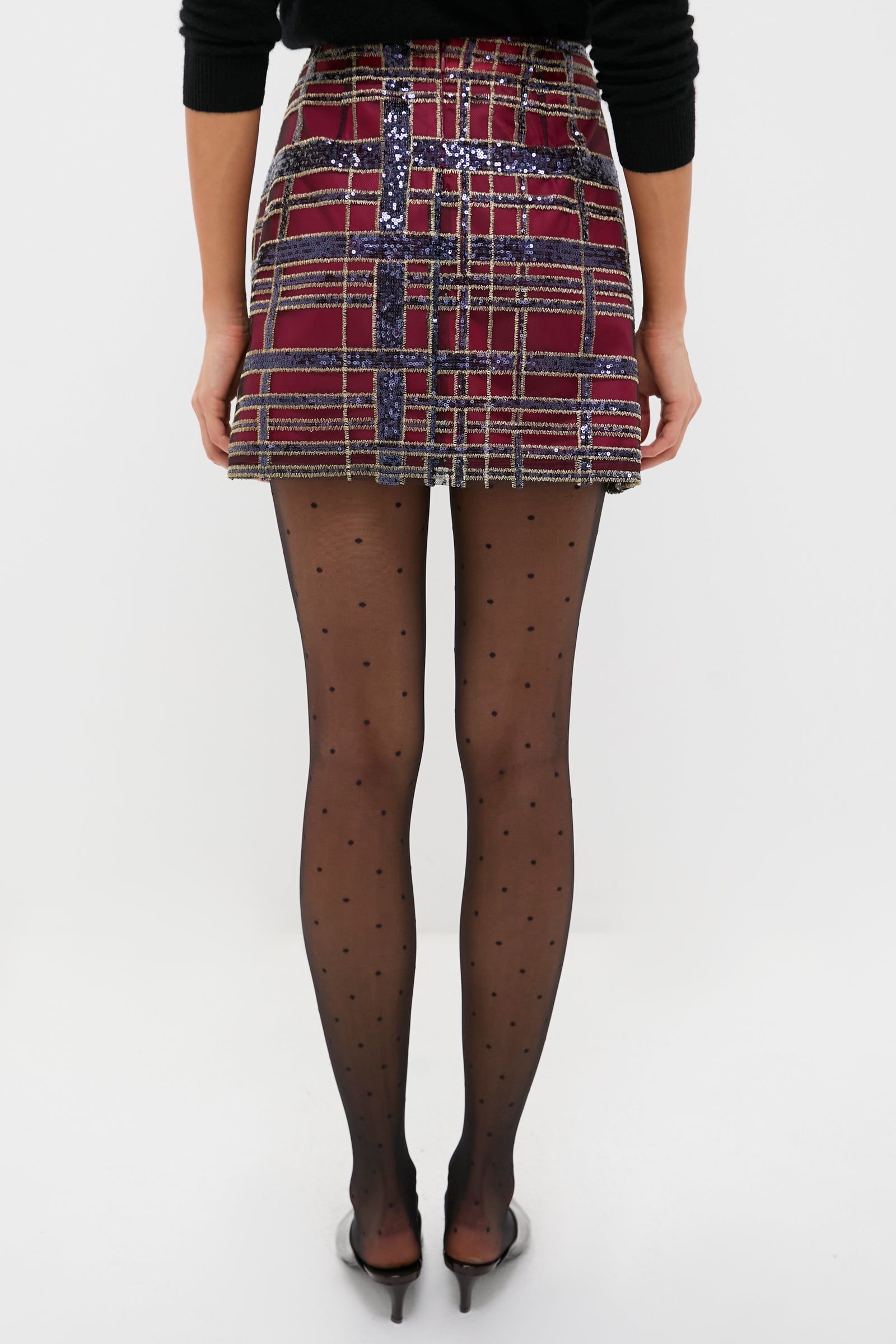Sequin Plaid Meg A-Line Skirt
