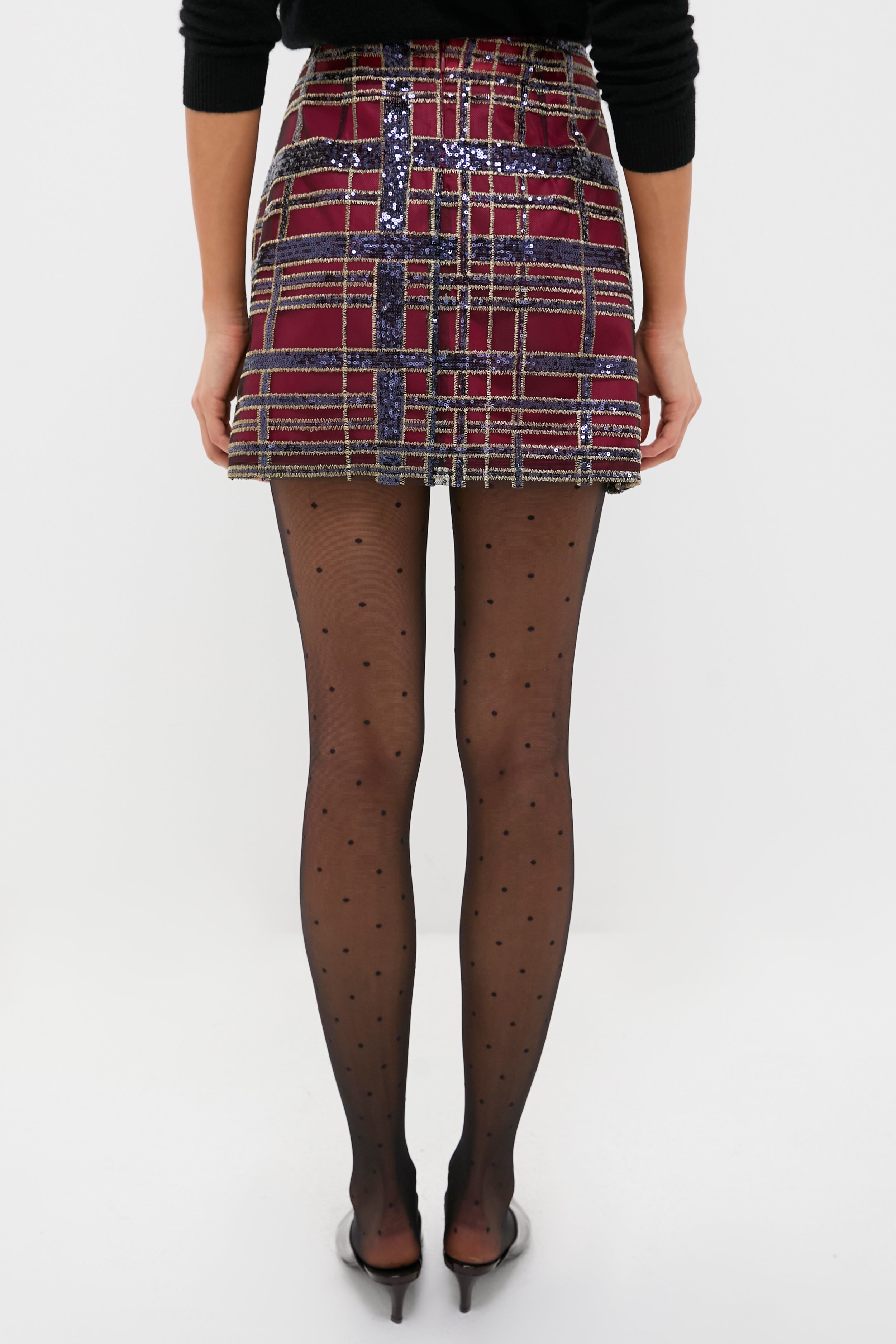 Sequin Plaid Meg A-Line Skirt