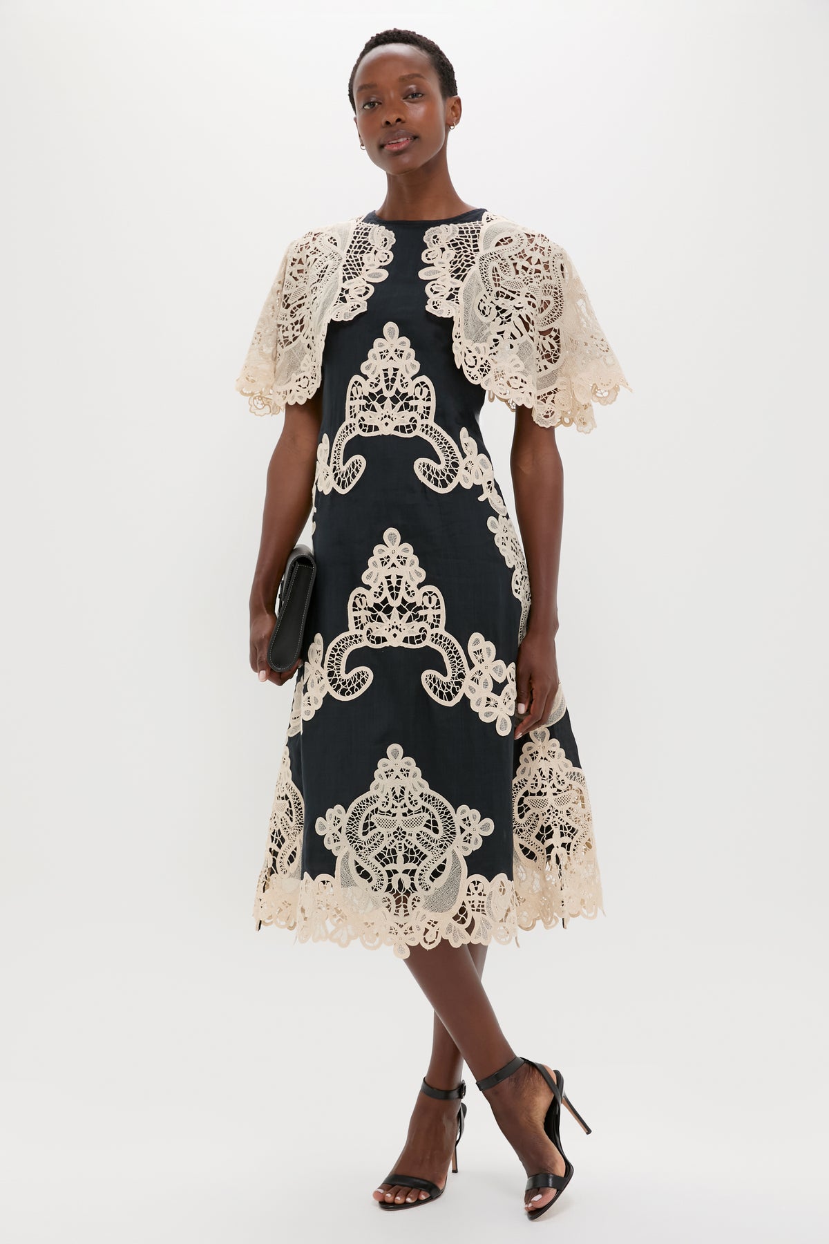 Black Medina Lace Midi Dress