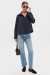 Navy Carlyn Long Sleeve Polo