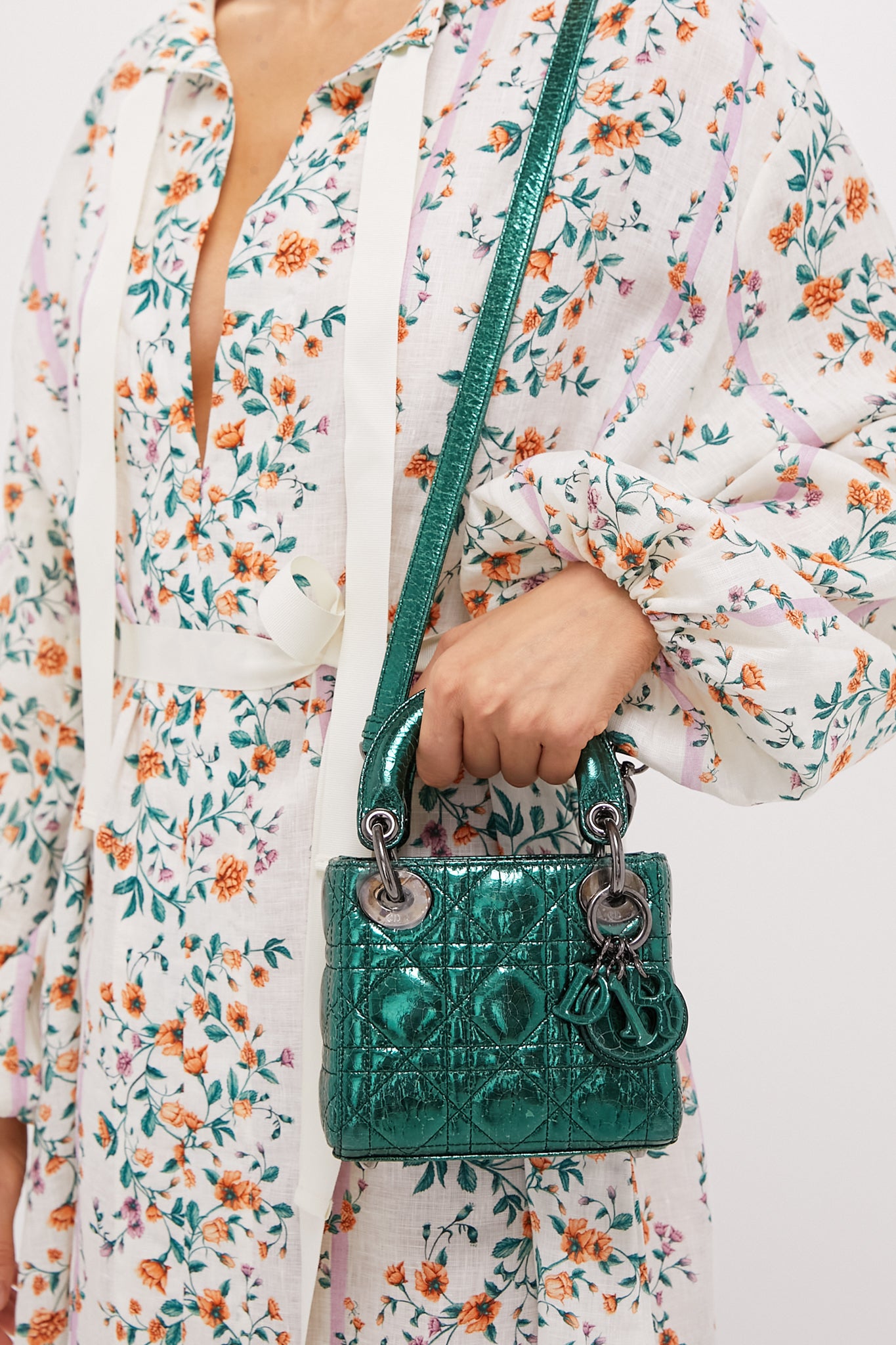 DIOR Green Lady Dior Shoulder Bag