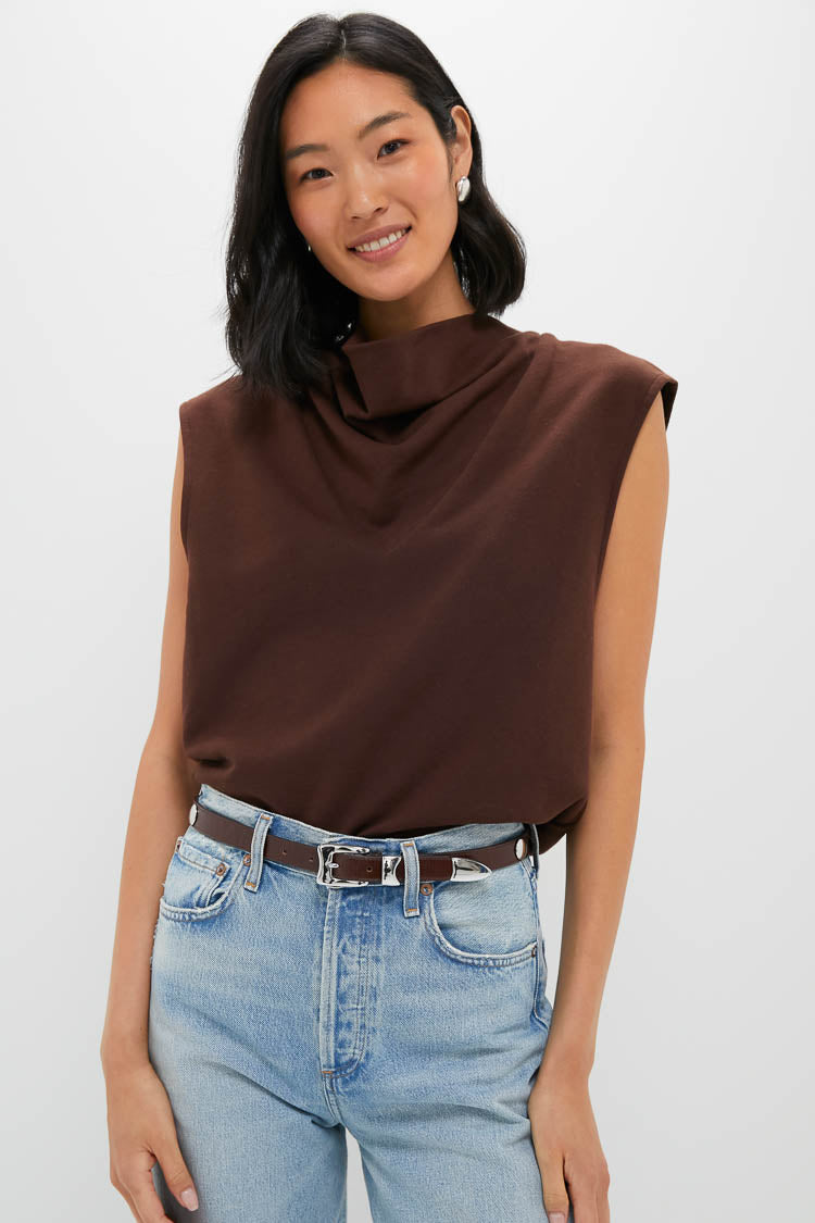 Chocolate Zane Knit Blouse