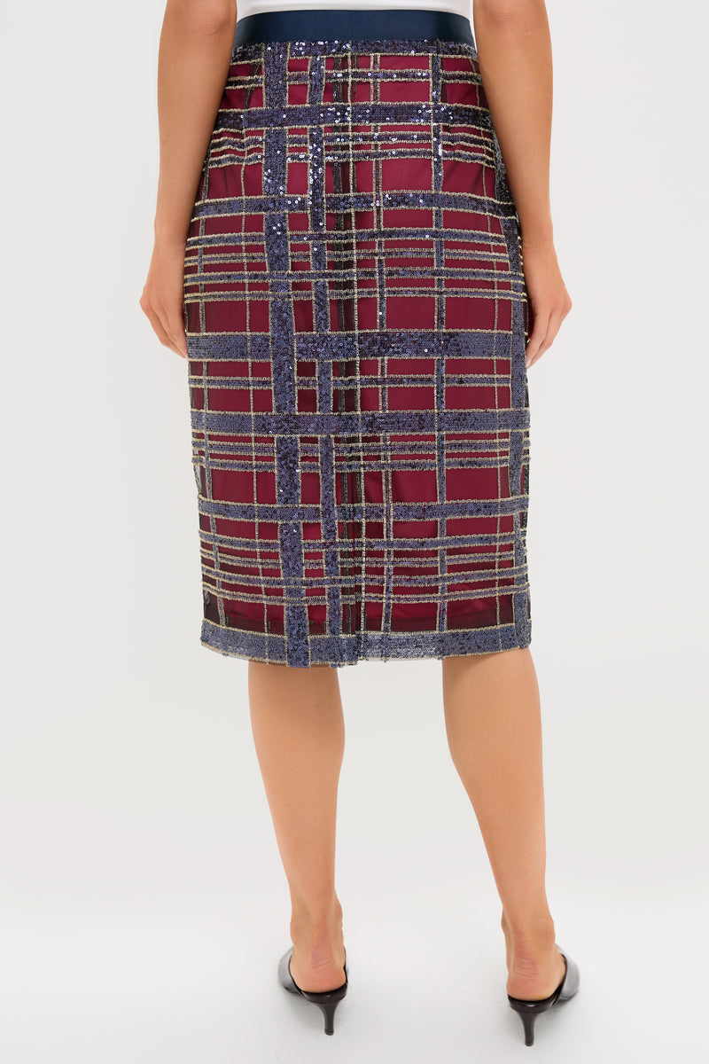 Sequin Plaid Belmont Pencil Skirt