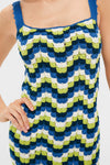 Blues and Lime Green Marea Crochet Maxi Dress
