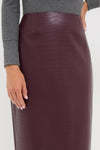 Plum Stamped Faux Leather Ellington Skirt