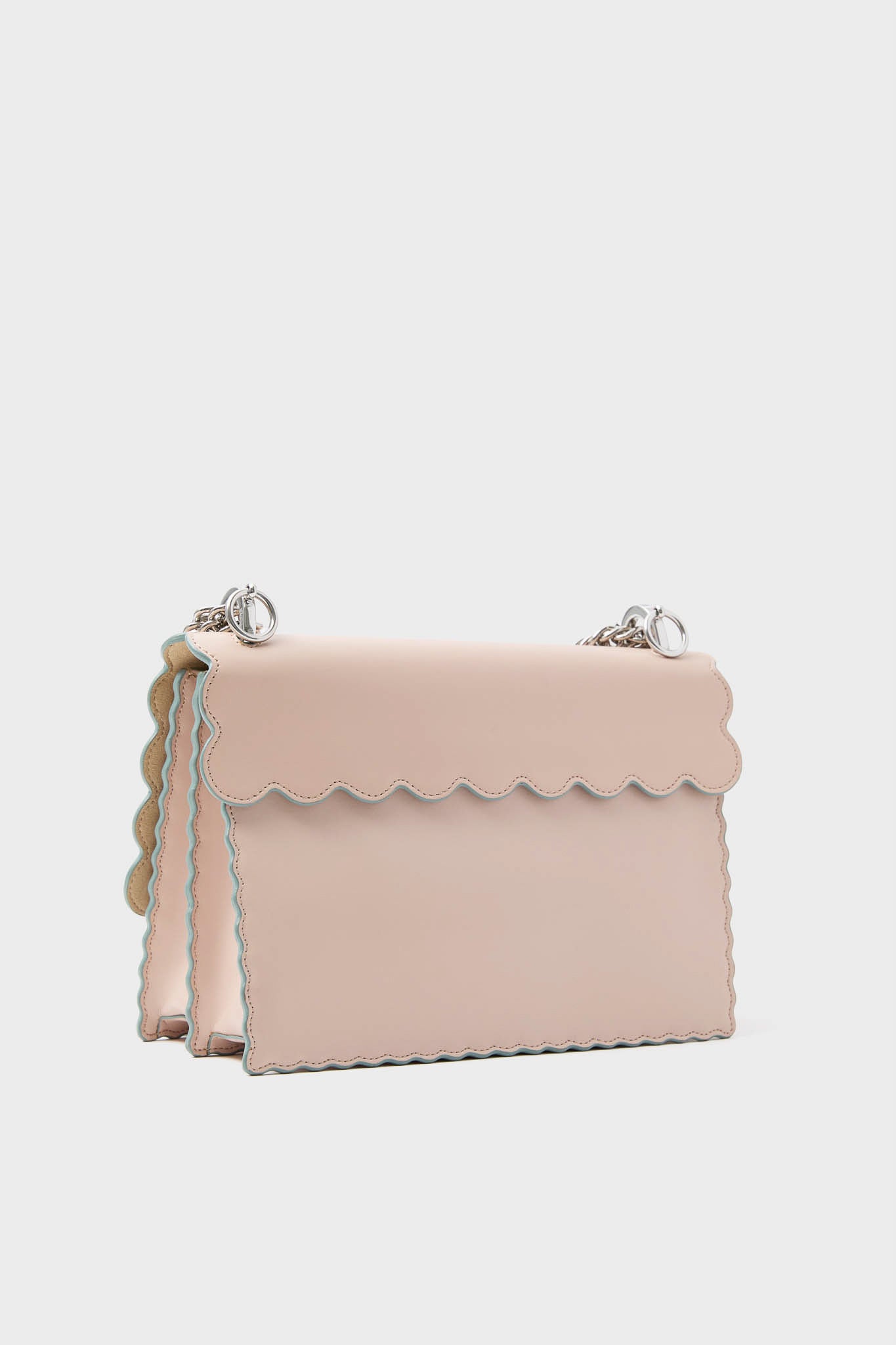 Fendi Light Pink Vitello Liberty Scalloped Studded Kan I Shoulder Bag