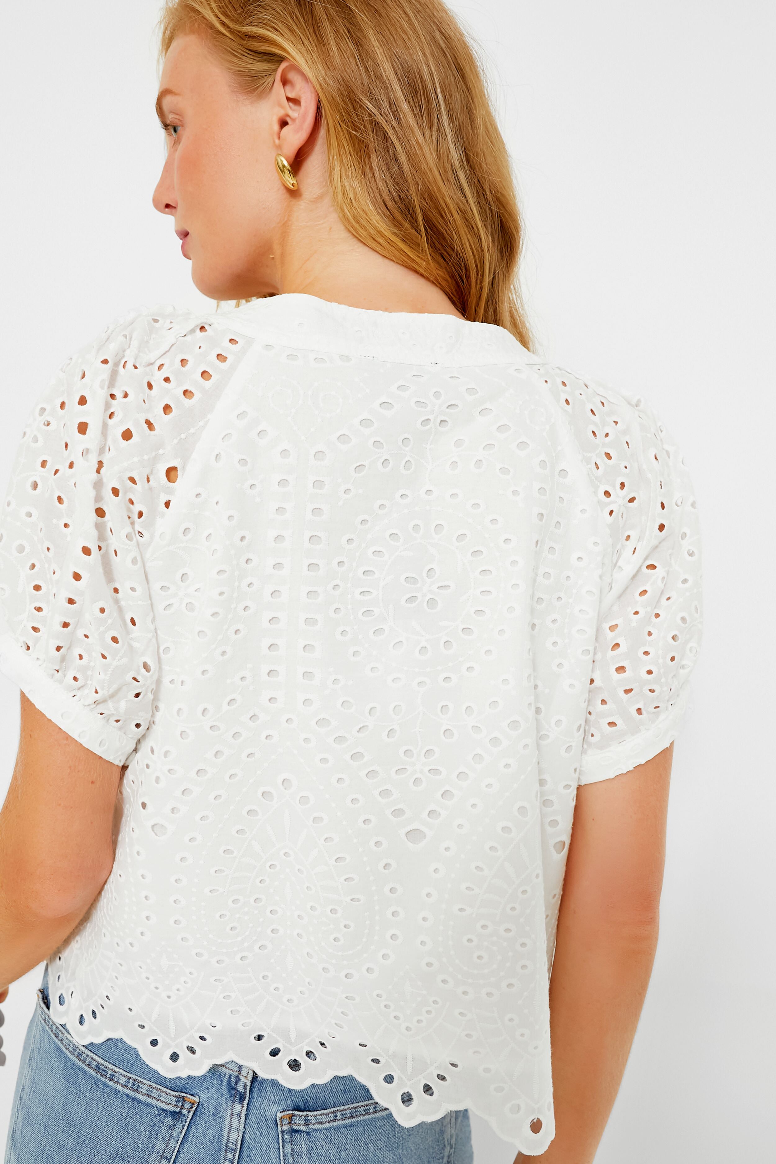 NEW Cloth good And Steel Tuckernuck Cotton Eyelet Lace Asymmetrical Hem Blouse Shirt