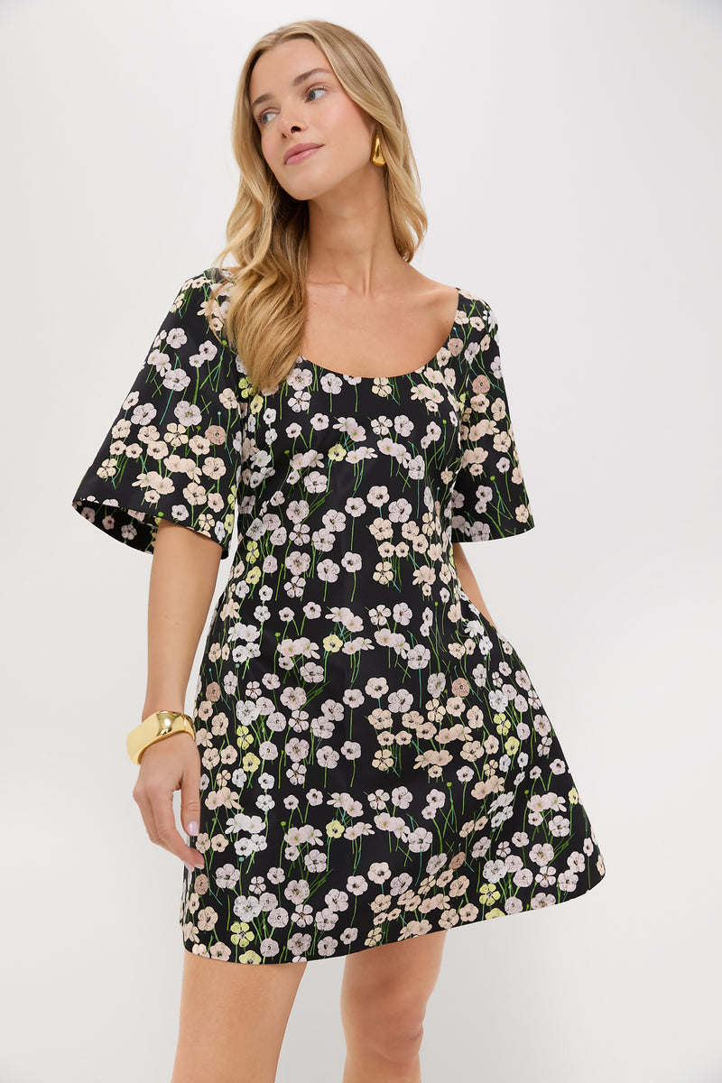 Black Buttercups Short Manou Dress