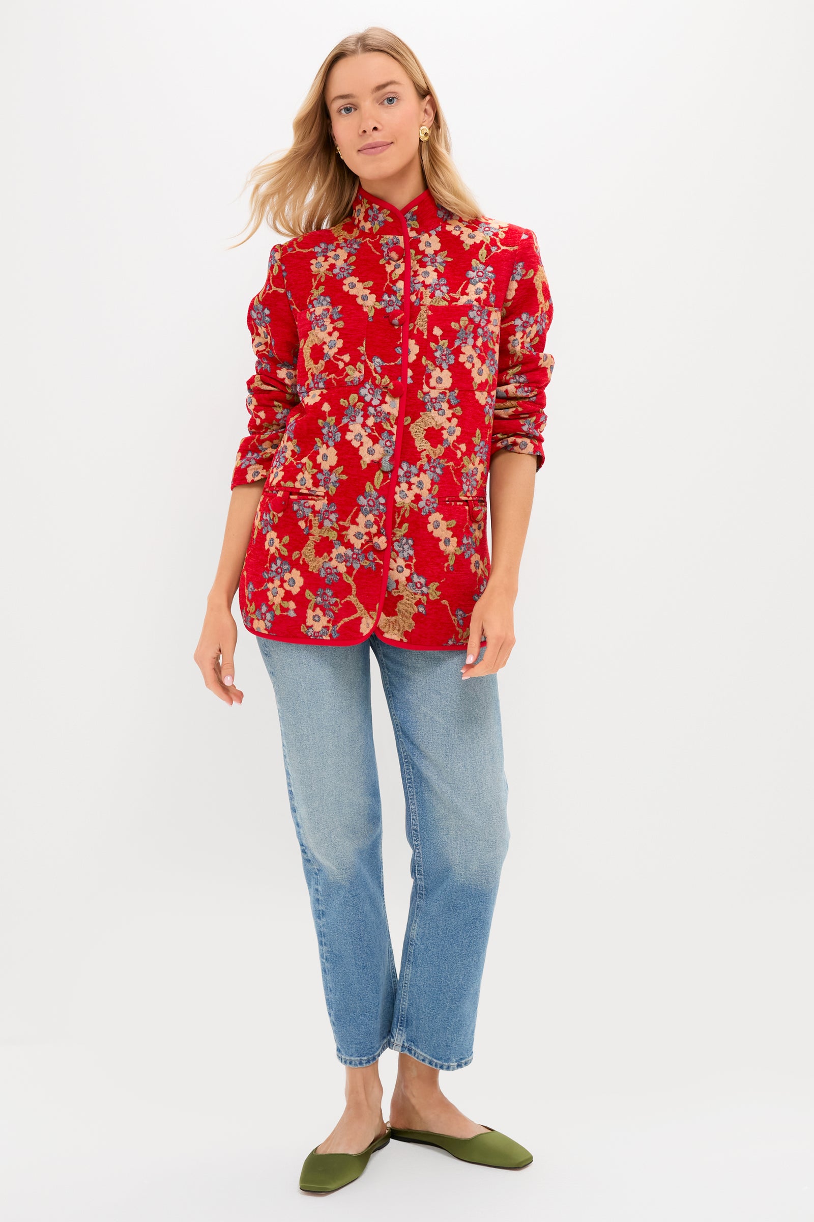 Sakura Blossom Chenille Jacquard Dalton Jacket