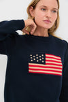 Navy Cropped Cotton Puff Sleeve Americana