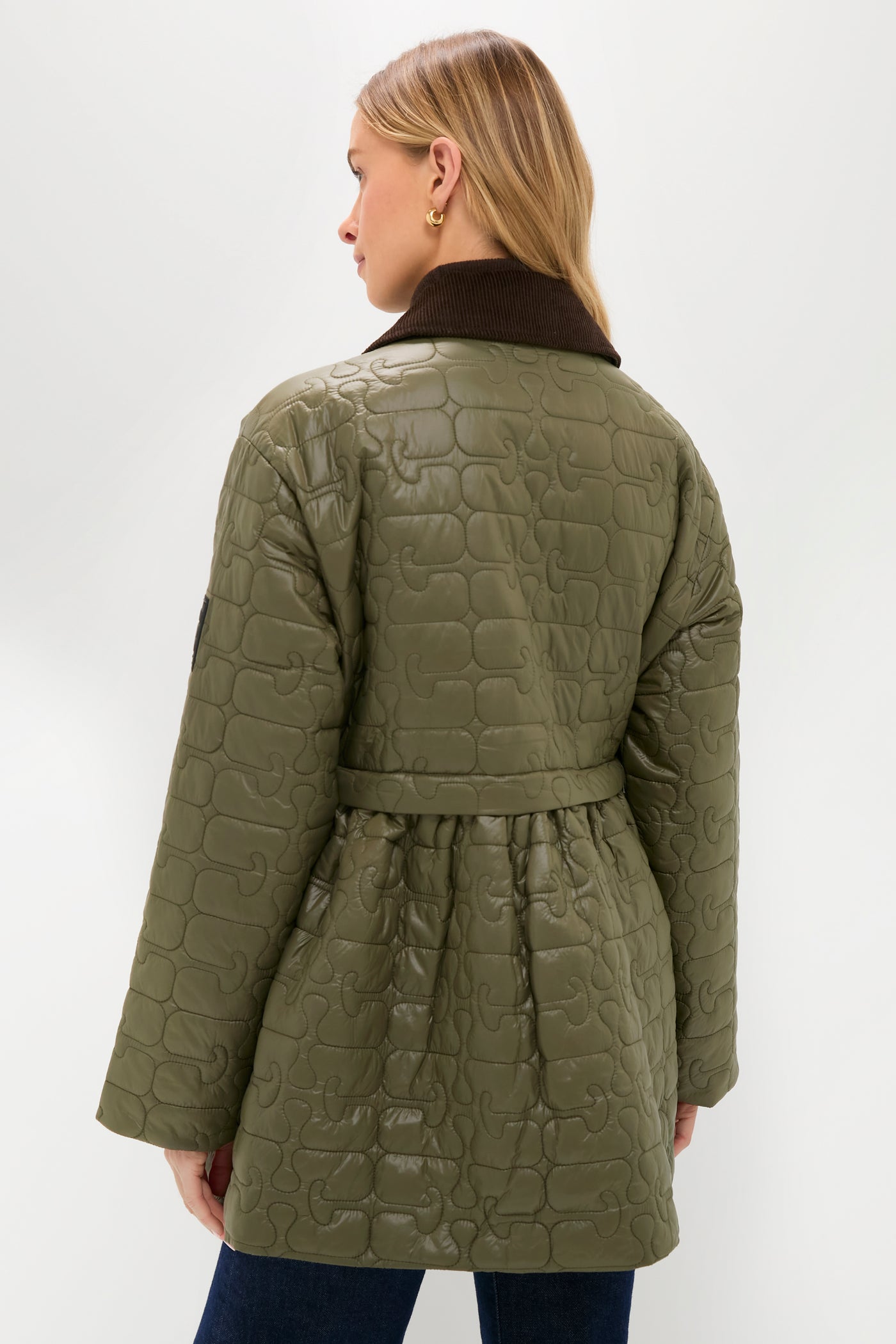 Kalamata Shiny Quilt Midi Jacket with Flare
