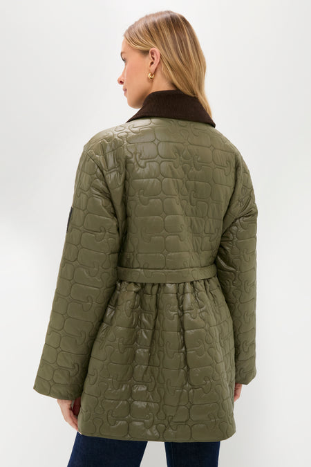 Kalamata Shiny Quilt Midi Jacket with Flare