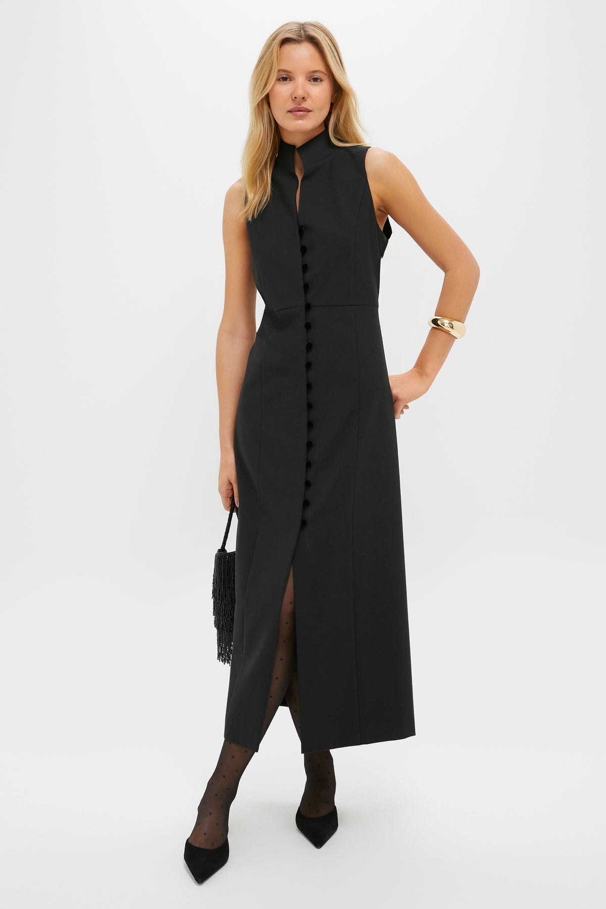 Tuckernuck Black Velvet Button Leighton Dress Black / M Tuckernuck Black Velvet Button Leighton Dress Black / M