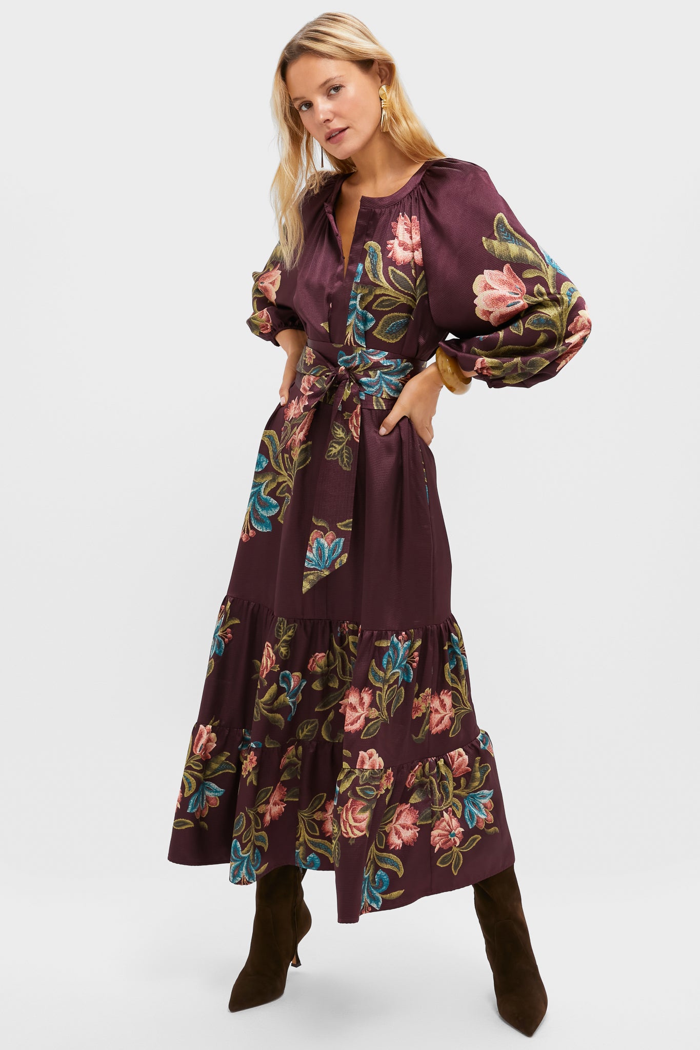 Winetasting Dianthus Jacquard Lyles Dress | Tuckernuck