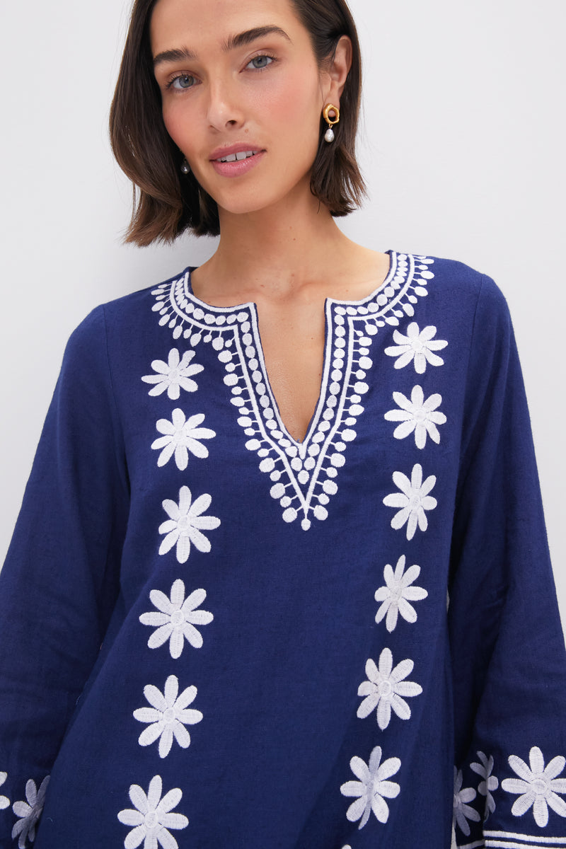 Navy Embroidered Caftan