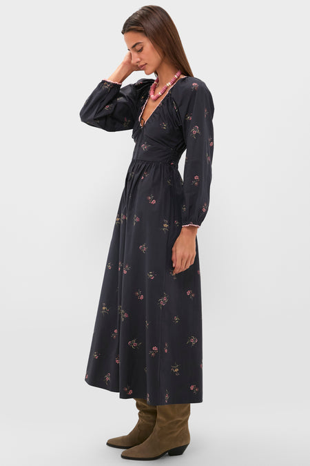 Noir Fleur Eloise Midi Dress