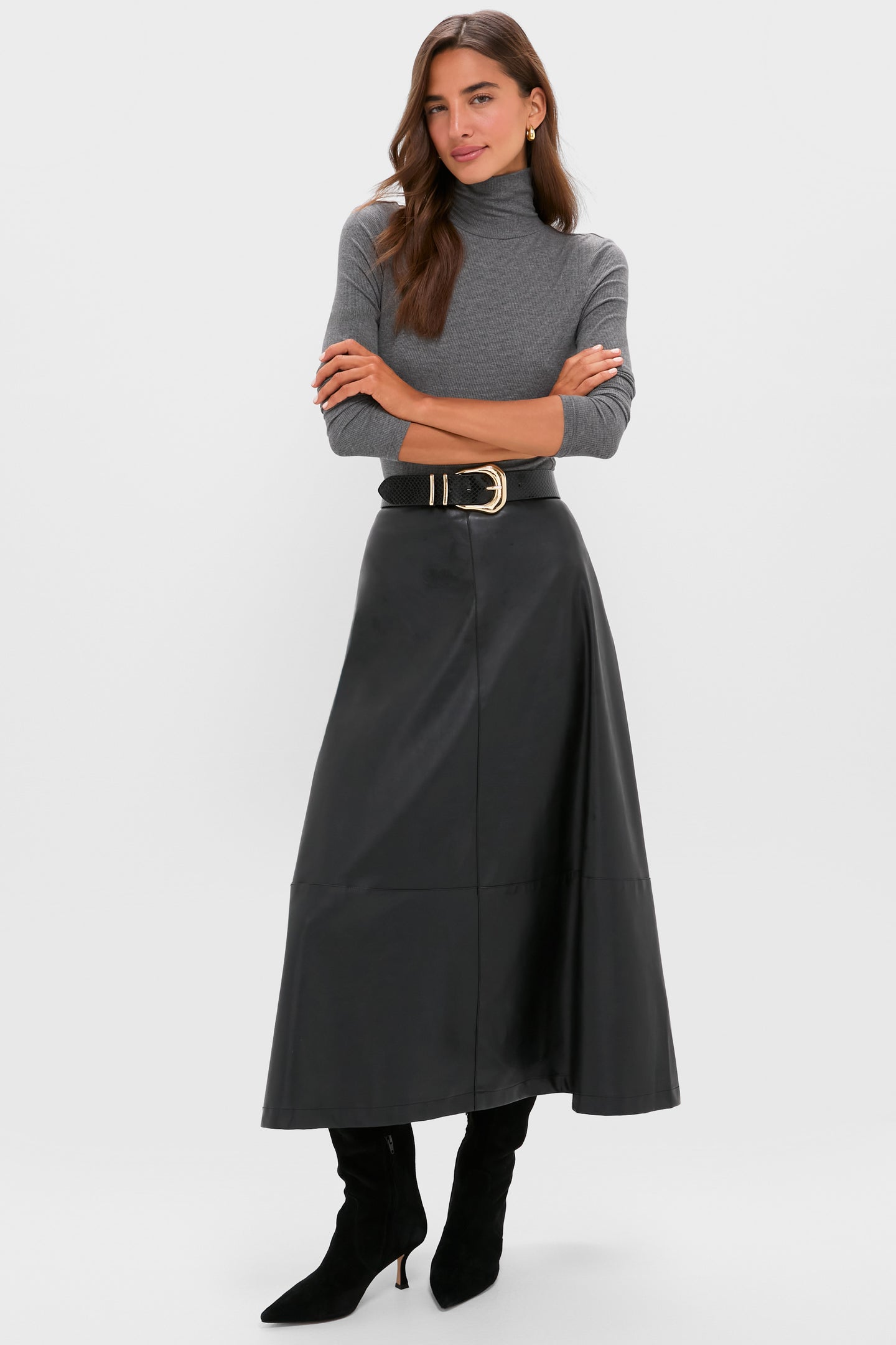 Gray Lightweight Ribbed Topanga Turtleneck