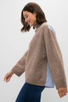 Camel Mallory Combo Knit Turtleneck Sweater