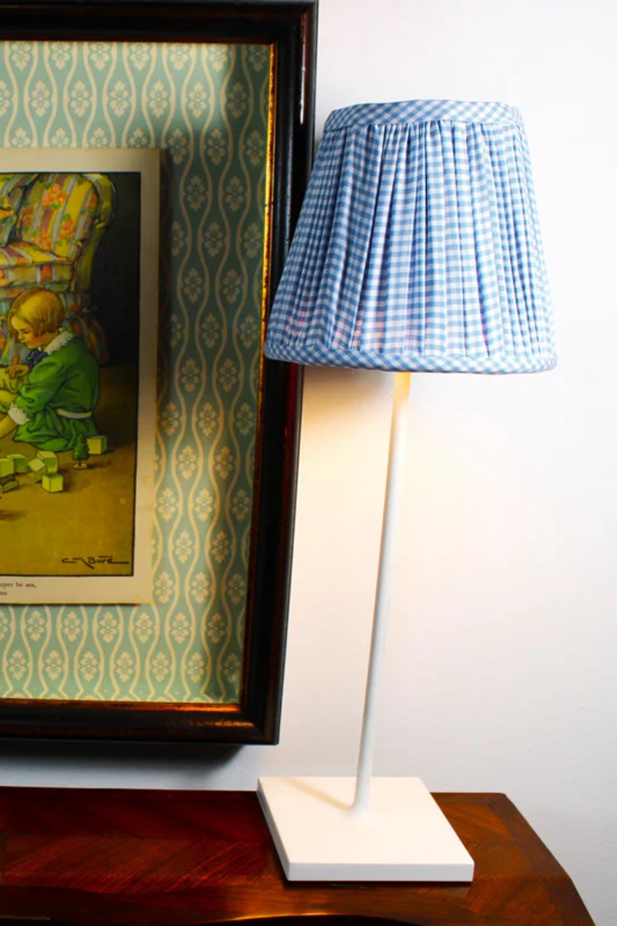 Light Blue Gingham Zafferano Lampshade