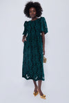 Green Velvet Eyelet Catalina Dress