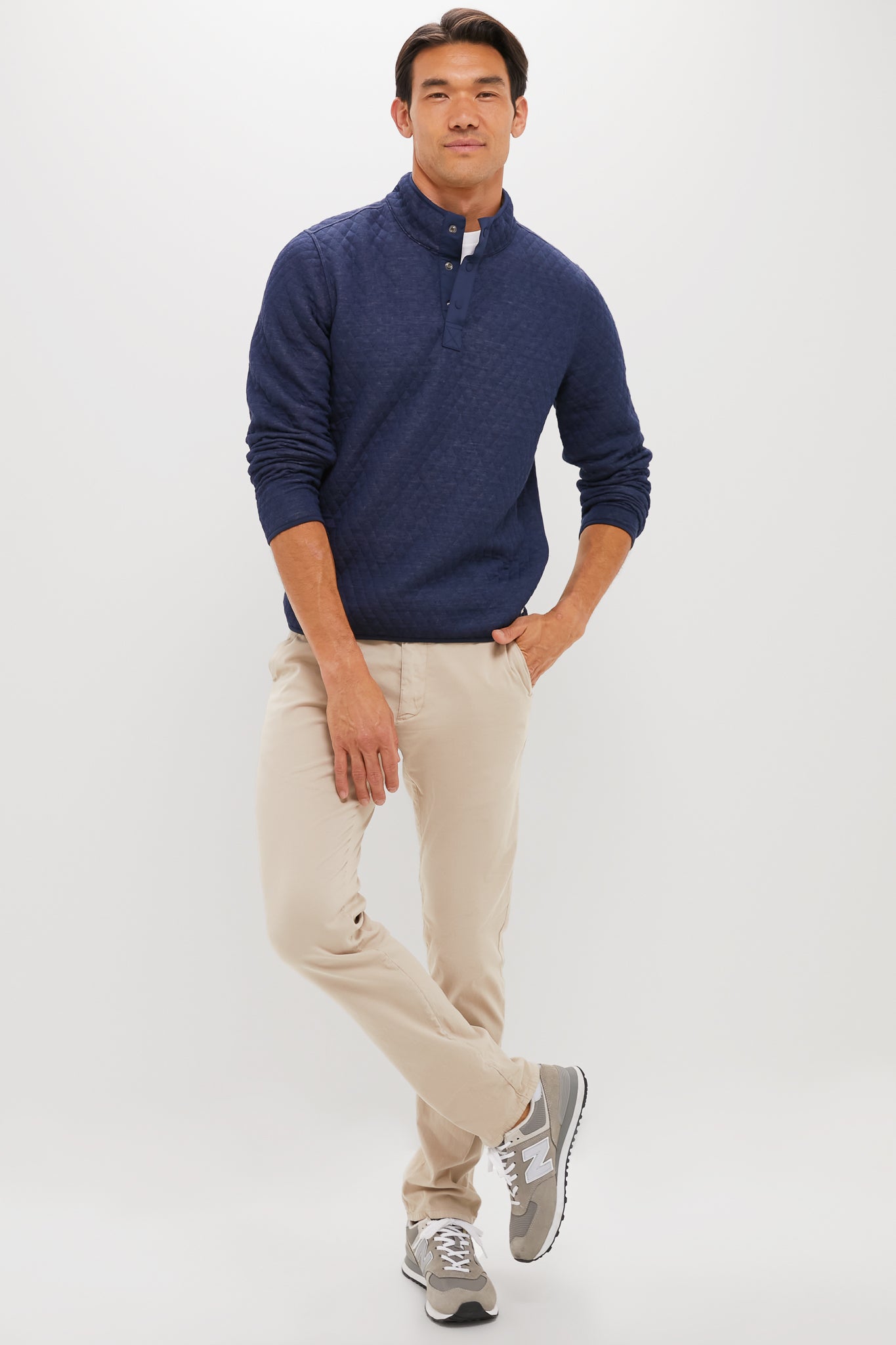 Navy Oat Corbet Reversible Pullover