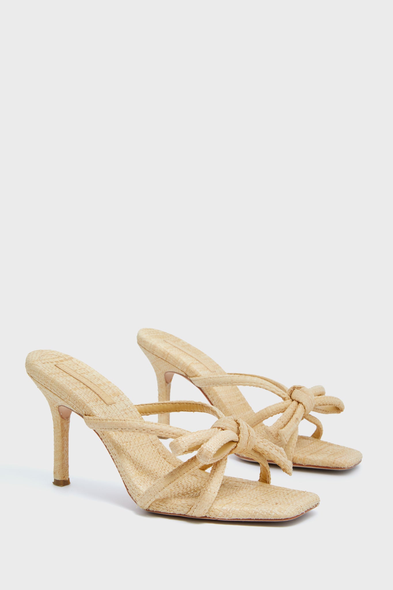 Natural Straw Margi Bow Heeled Sandal Loeffler Randall