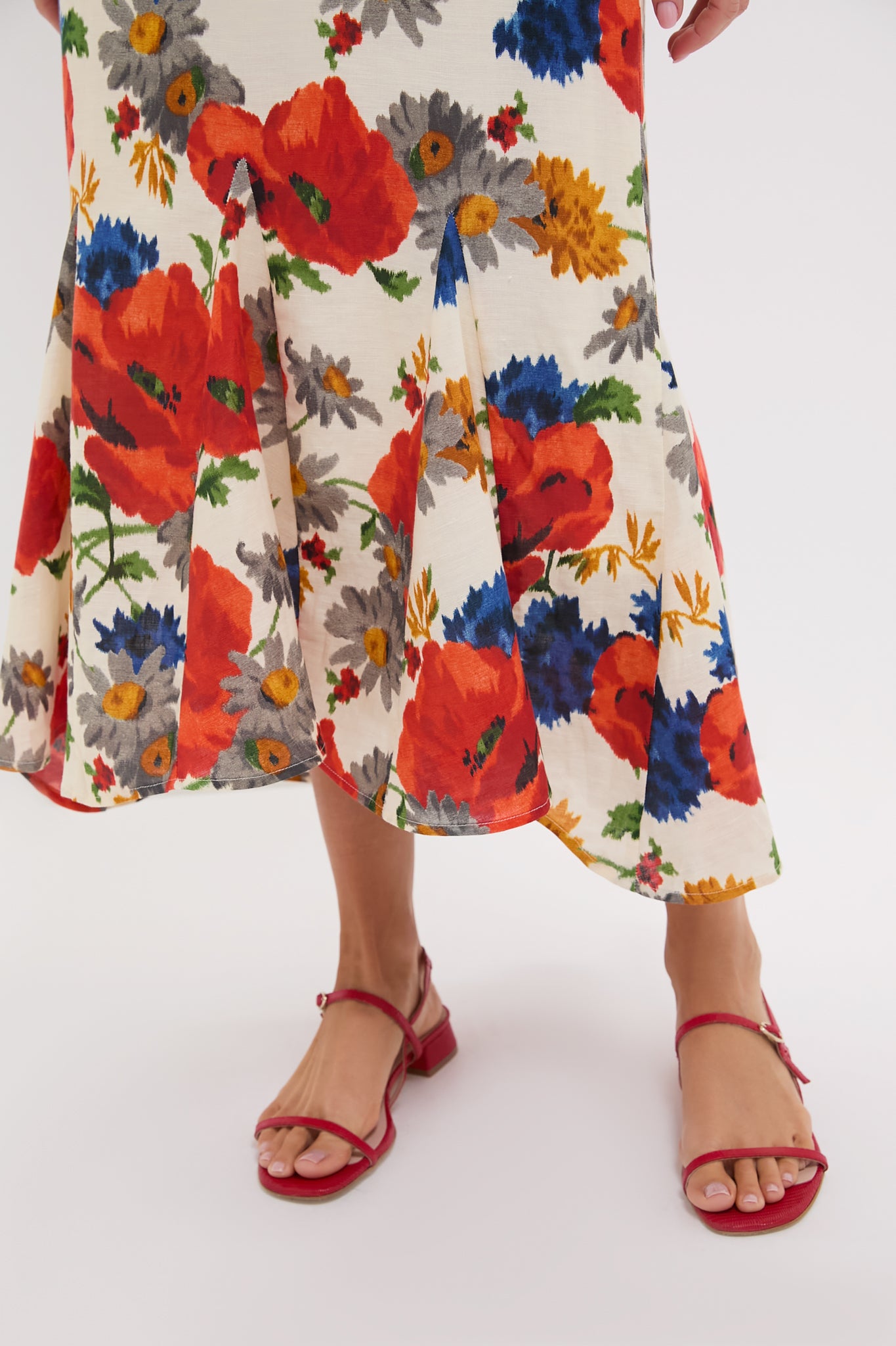 Crimson Poppy Cotton Linen Elodie Dress