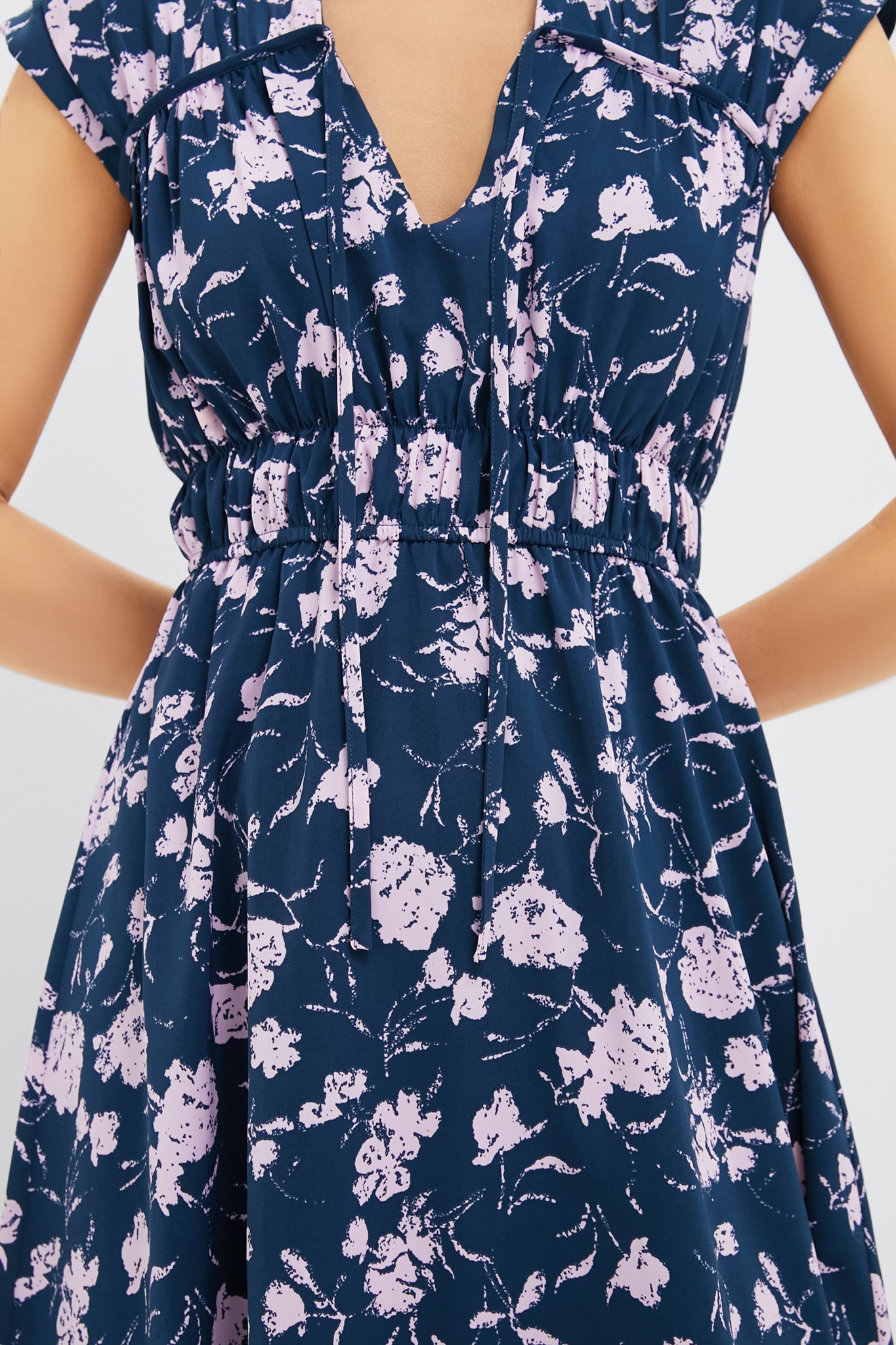 Navy & Blush Abstract Floral Amanda Midi Dress | Hyacinth House Navy & Blush Abstract Floral Amanda Midi Dress | Hyacinth House