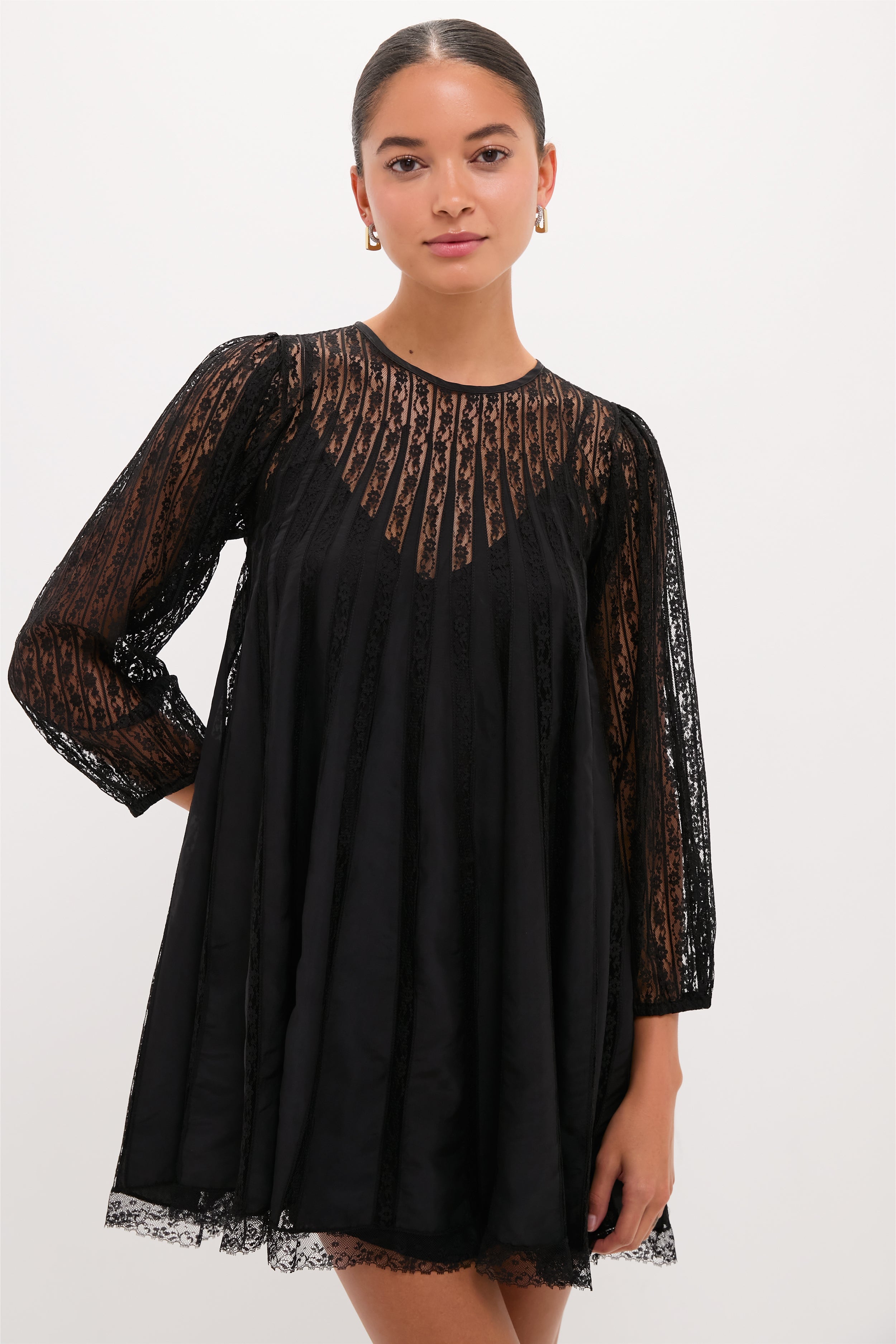 Black Keepsake Lace Shift Dress | THE GREAT.
