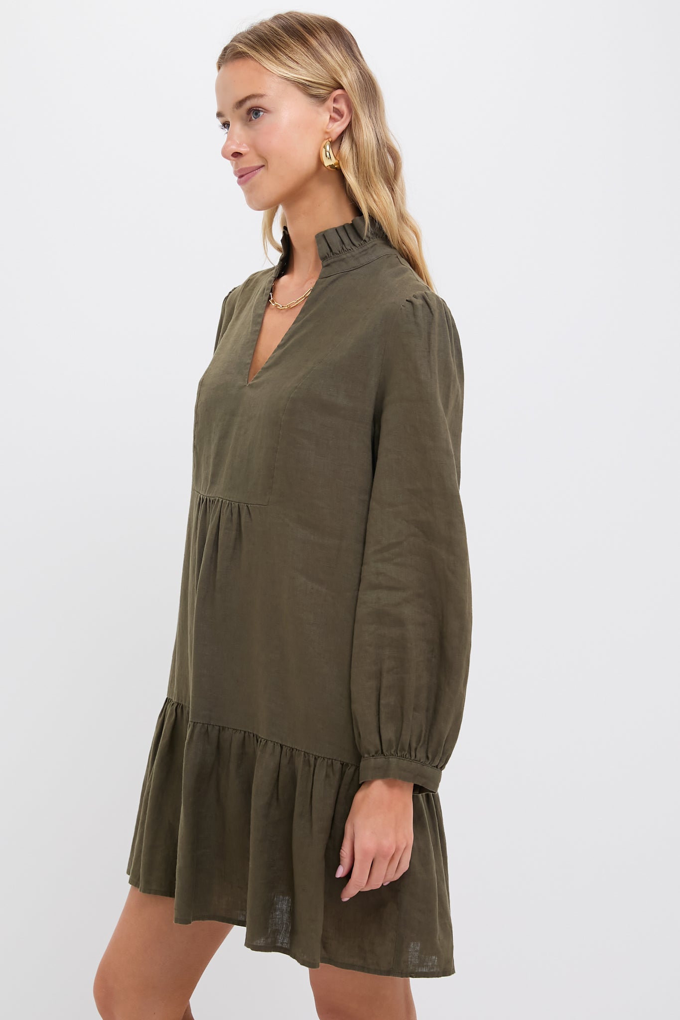 Olive Green Linen Palmerston Dress