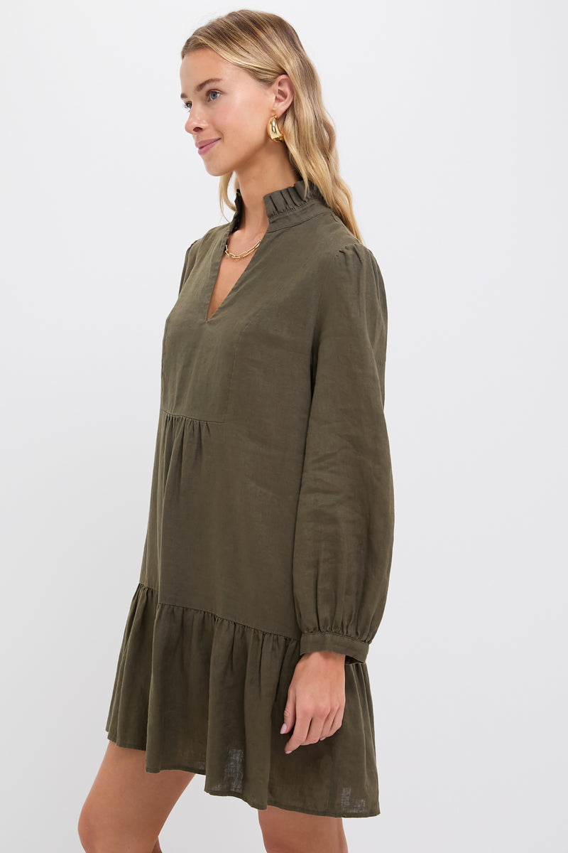 Olive Green Linen Palmerston Dress
