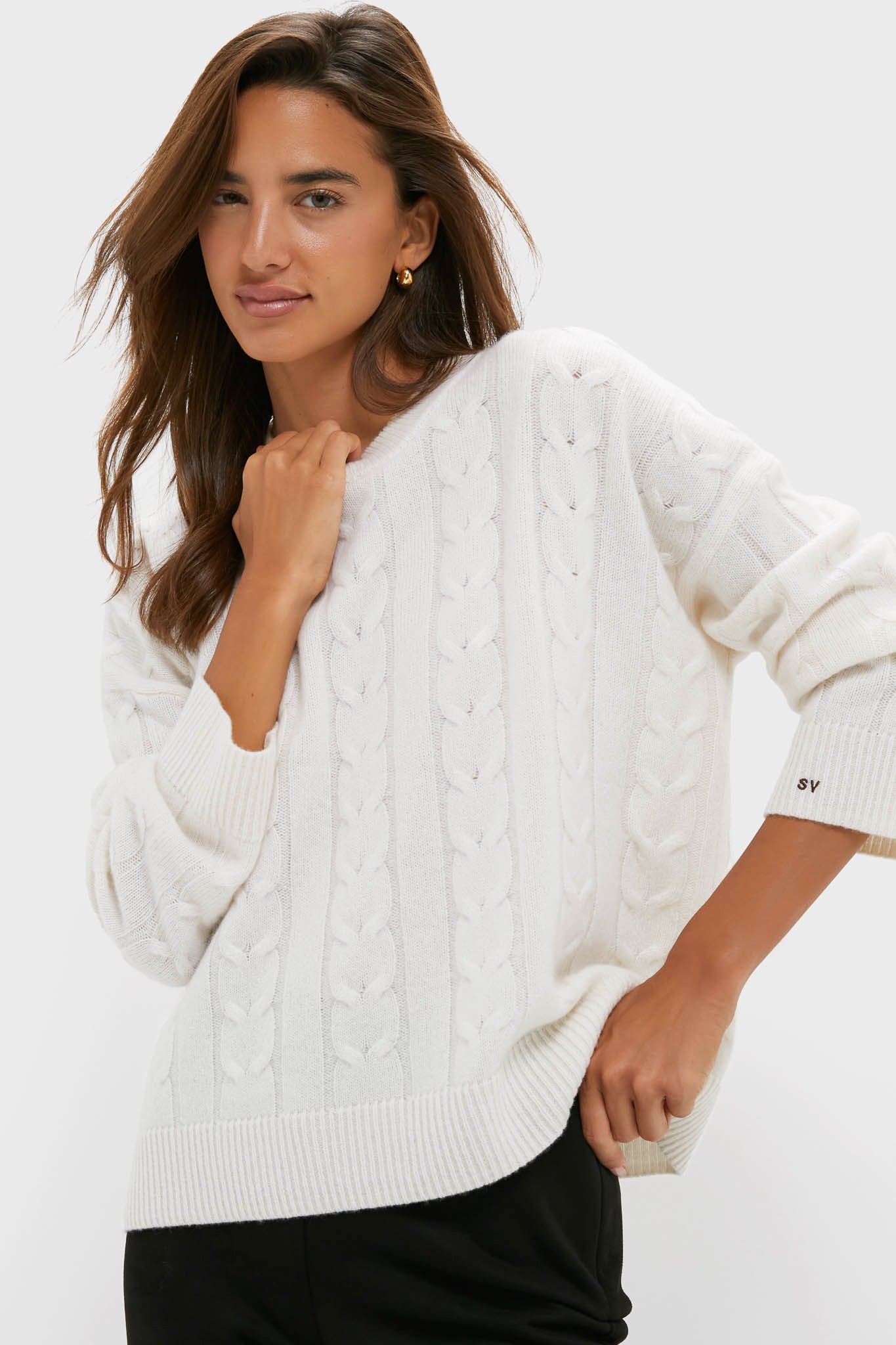 Ivory Cashmere Cable Knit Eloise Sweater | Tuckernuck