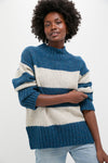 Ink Marl Arna Striped Funnel Neck Sweater