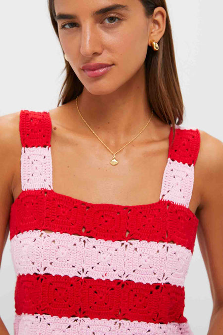 Pink & Red Crochet Cooper Tank