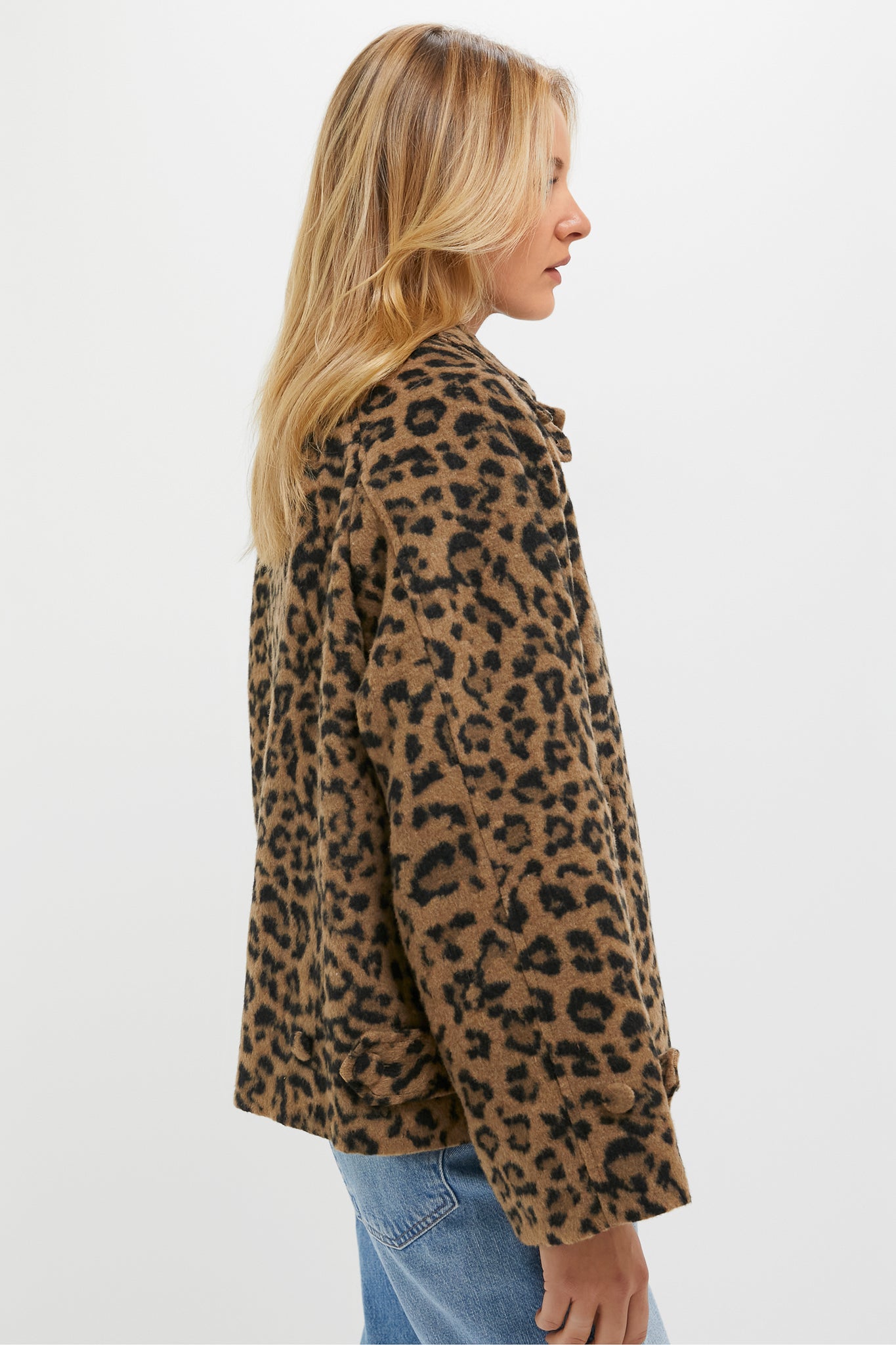 Brushed Wool Leopard Drew Short Trench Coat | Tuckernuck