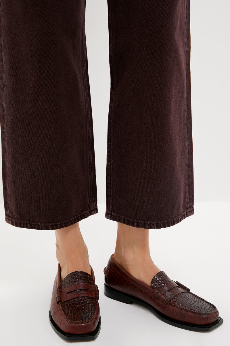 Brown Madison Crocodile Loafers