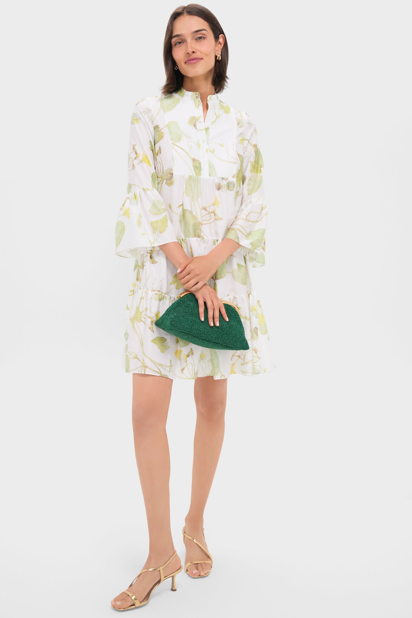 Lilypad Vine White Tiered Hem Mini Dress