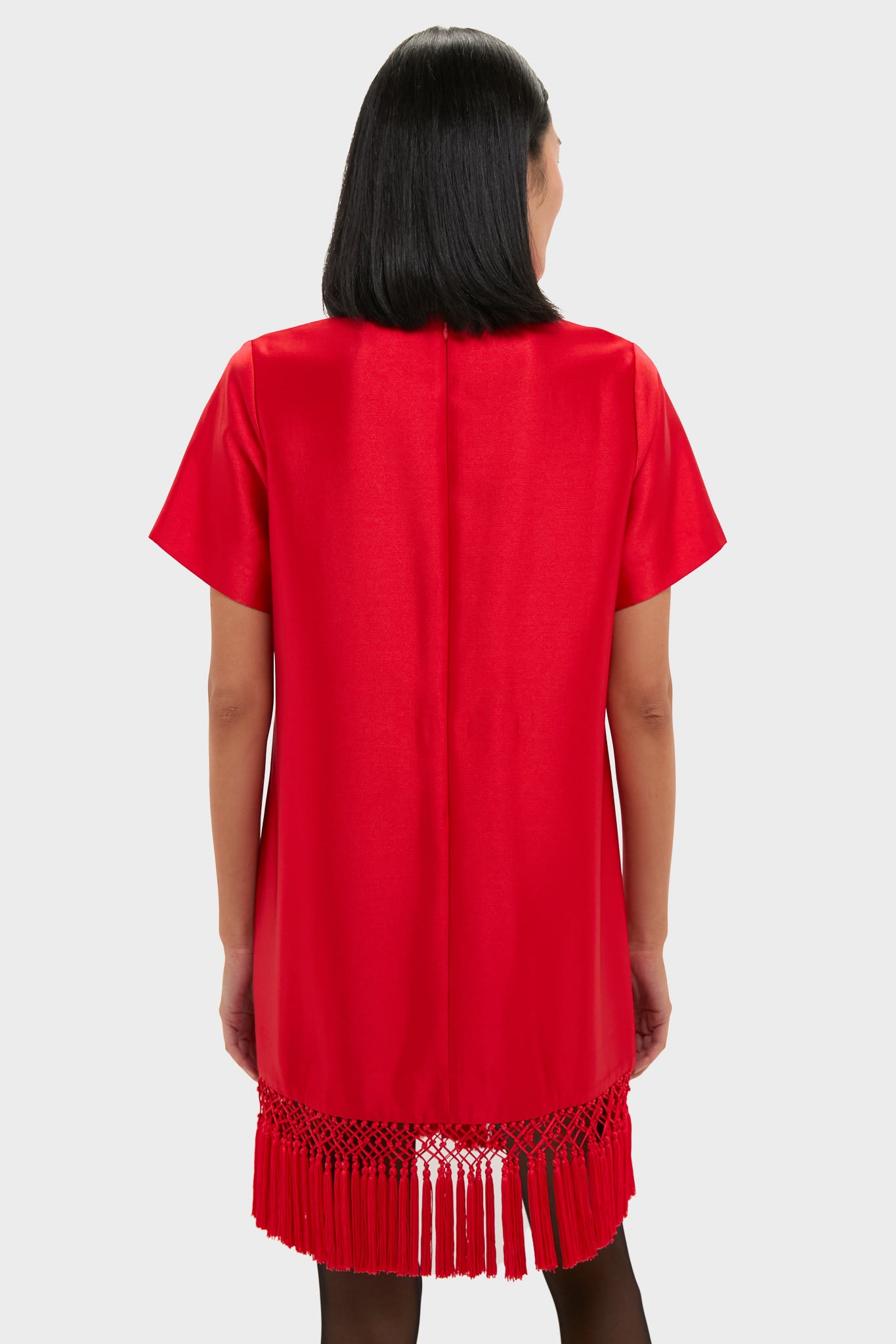 Red Dupioni Tassel Downing Dress