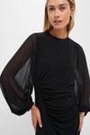 Black Jersey Organza Sleeve Elin Dress