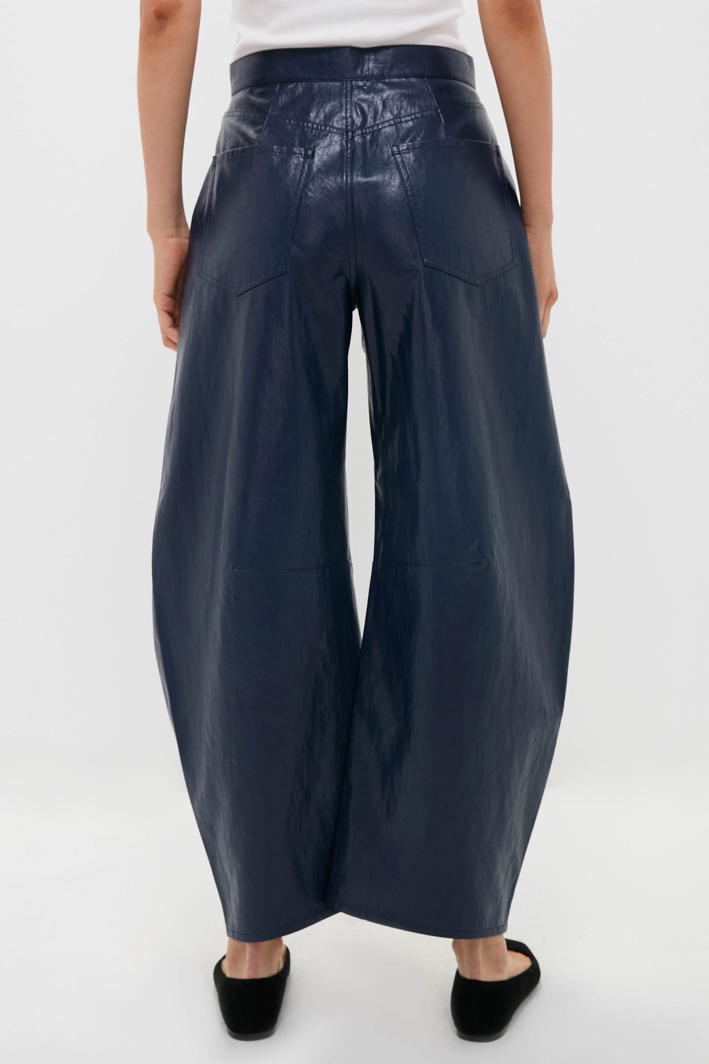 Dark Navy Faux Leather Mabel Pant
