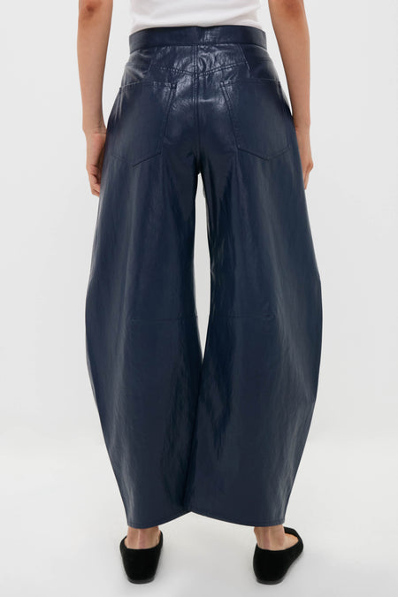 Dark Navy Faux Leather Mabel Pant