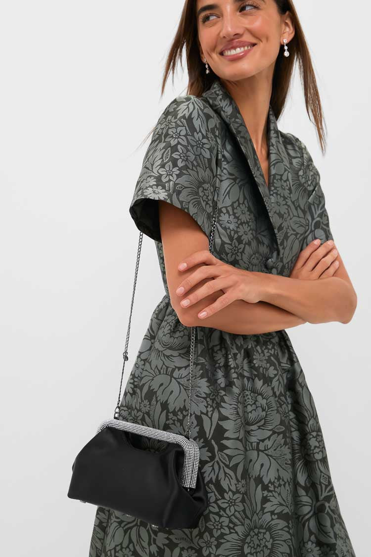 Black Eleanor Crystal Handle Bag