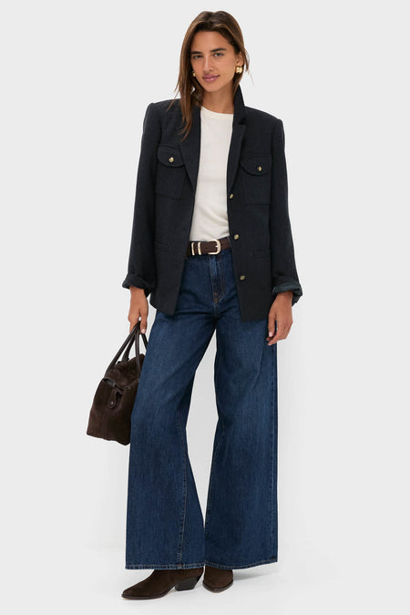 Navy Tweed Military Blazer