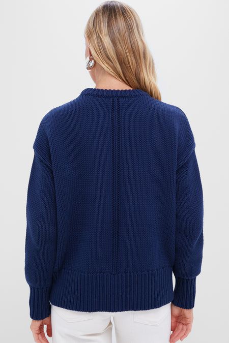 Navy Cotton Cliff Crewneck Sweater