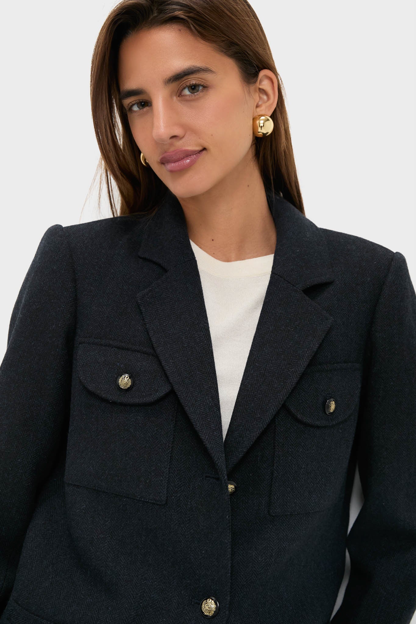 Navy Tweed Military Blazer
