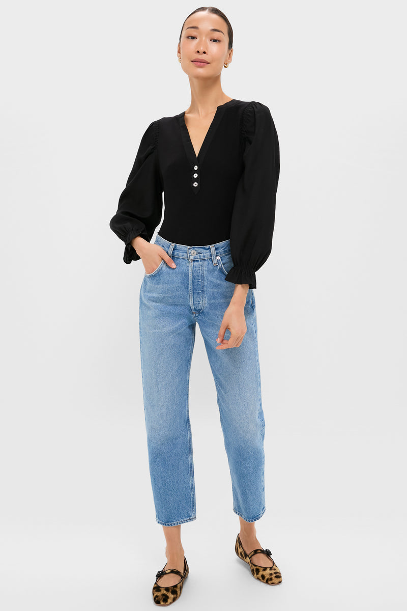 Black Long Sleeve Livia Puff Sleeve Top