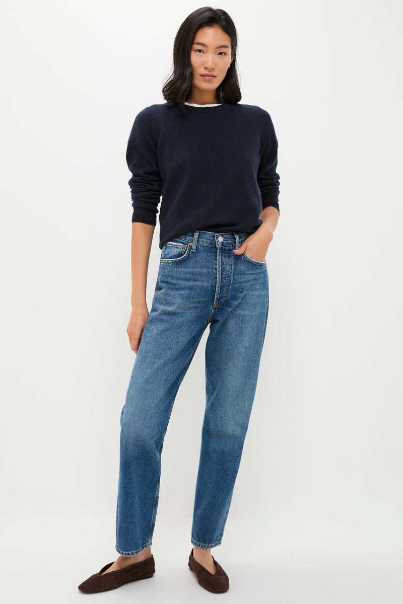 Navy Cashmere Crewneck Sweater